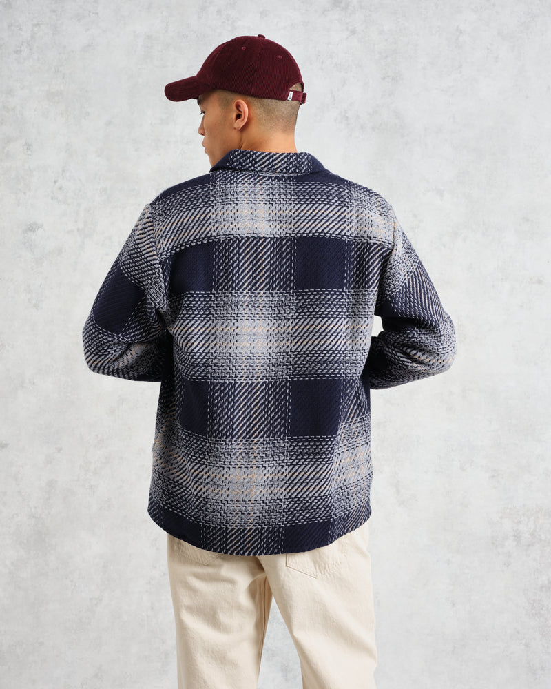 wax london Whiting - Navy And Blue Ombre Check Overshirt