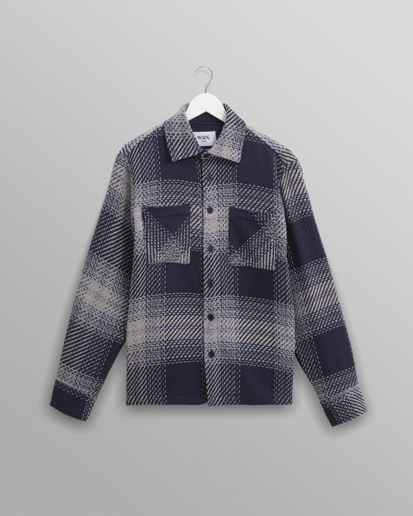 wax london Whiting - Navy And Blue Ombre Check Overshirt