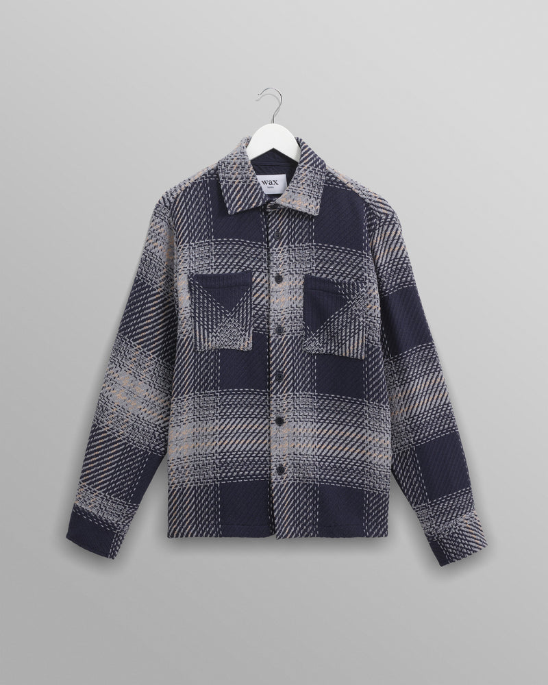 wax london Whiting - Navy And Blue Ombre Check Overshirt