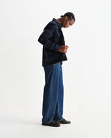 wax london men's Whiting - Navy And Blue Skate Check Overshirt