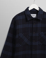 wax london men's Whiting - Navy And Blue Skate Check Overshirt
