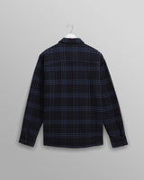 wax london men's Whiting - Navy And Blue Skate Check Overshirt
