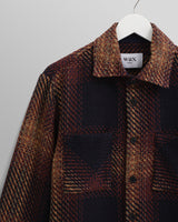 wax london Whiting - Navy And Brown Windowpane Check Overshirt