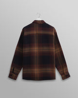 wax london Whiting - Navy And Brown Windowpane Check Overshirt