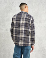 wax london Whiting - Navy And Ecru Addle Check Overshirt