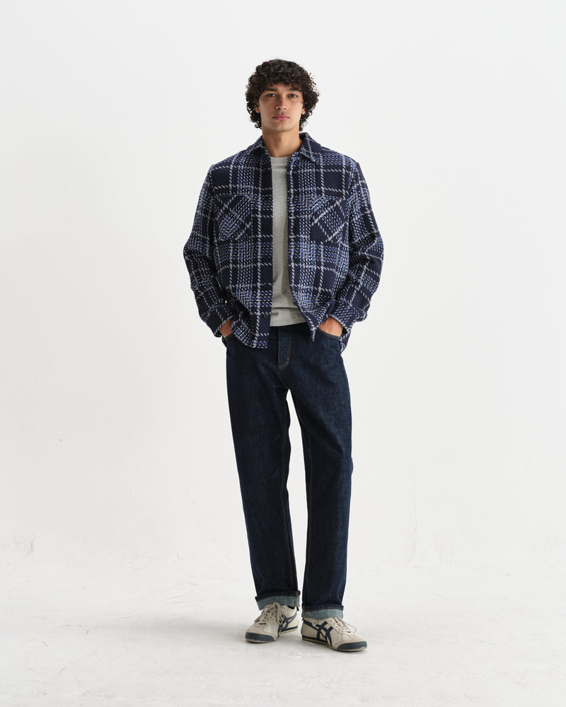 Whiting - Navy And Grey Wave Check Overshirt