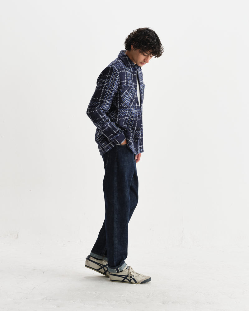 Whiting - Navy And Grey Wave Check Overshirt