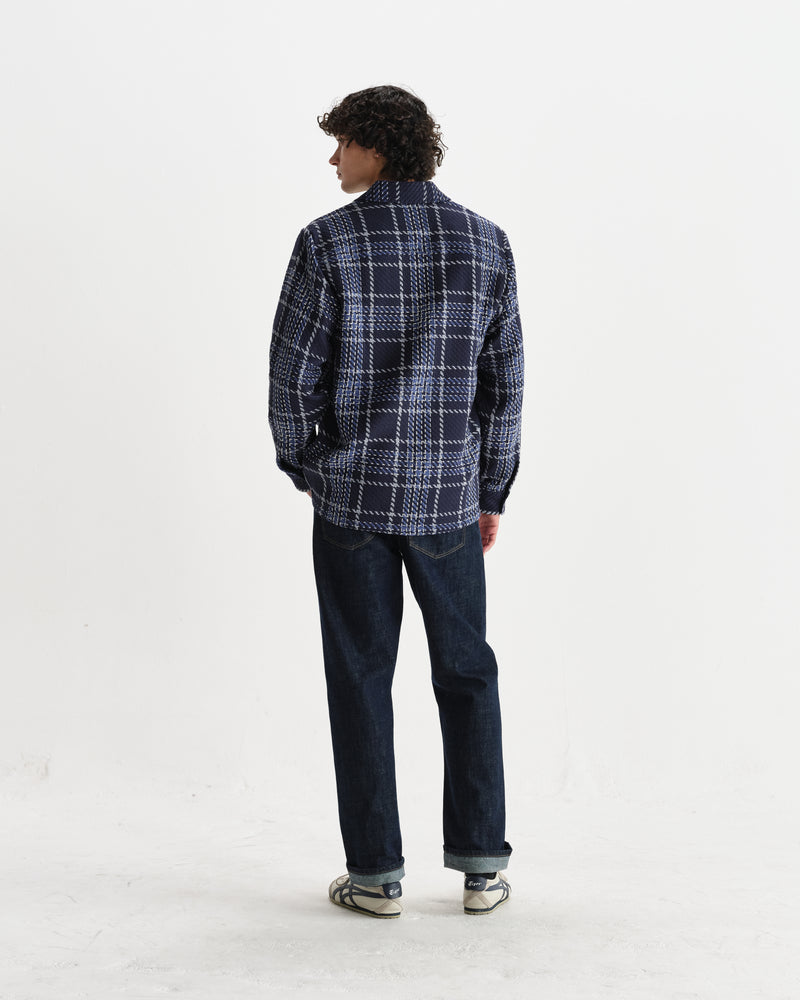 Whiting - Navy And Grey Wave Check Overshirt