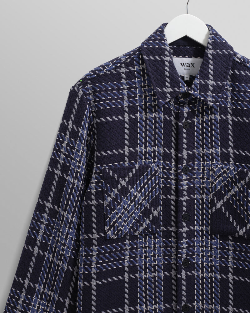 Whiting - Navy And Grey Wave Check Overshirt