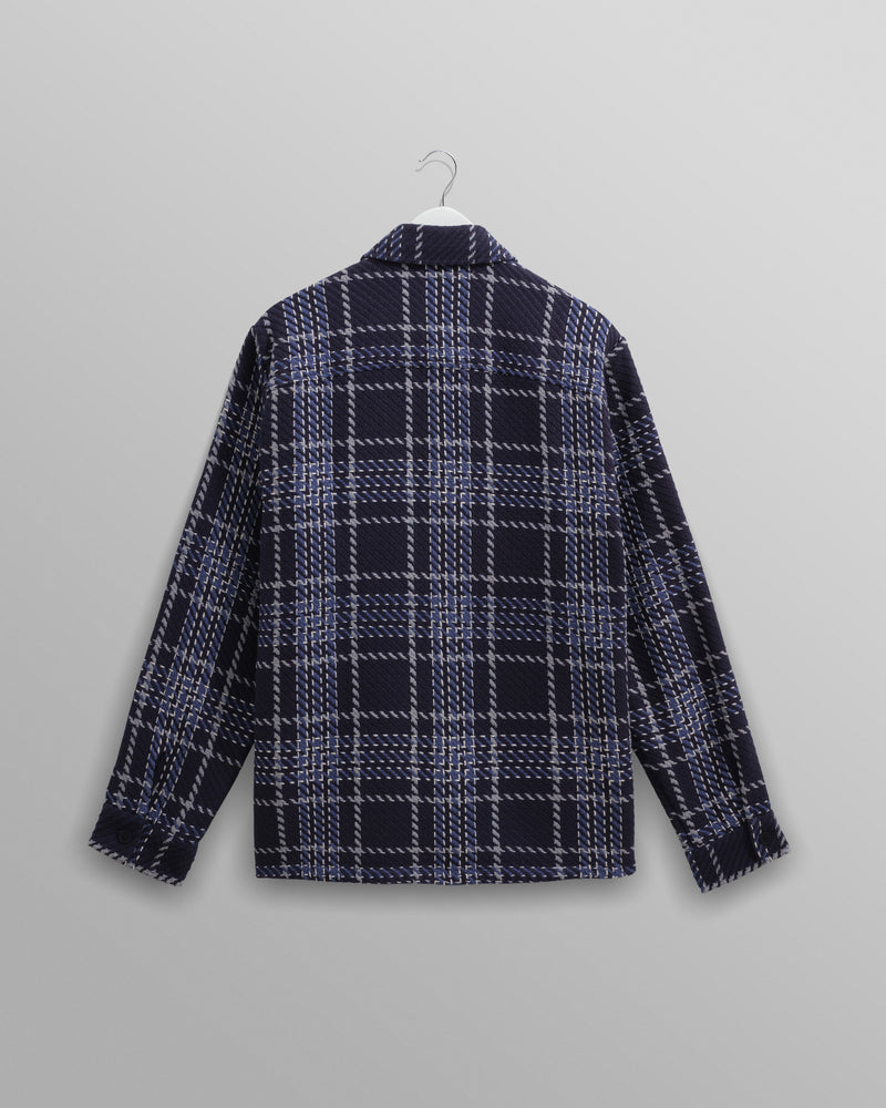 Whiting - Navy And Grey Wave Check Overshirt