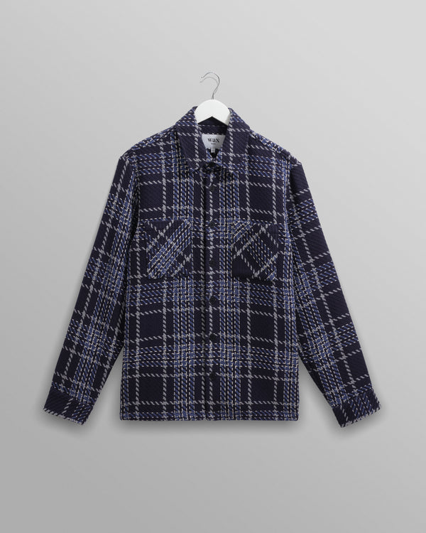 Whiting - Navy And Grey Wave Check Overshirt