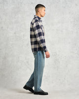 wax london Whiting - Navy And Multicolour Hutton Check Overshirt