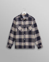 wax london Whiting - Navy And Multicolour Hutton Check Overshirt