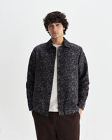 wax london men's Whiting - Navy Camo Jacquard Overshirt