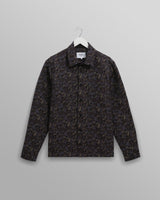 wax london men's Whiting - Navy Camo Jacquard Overshirt