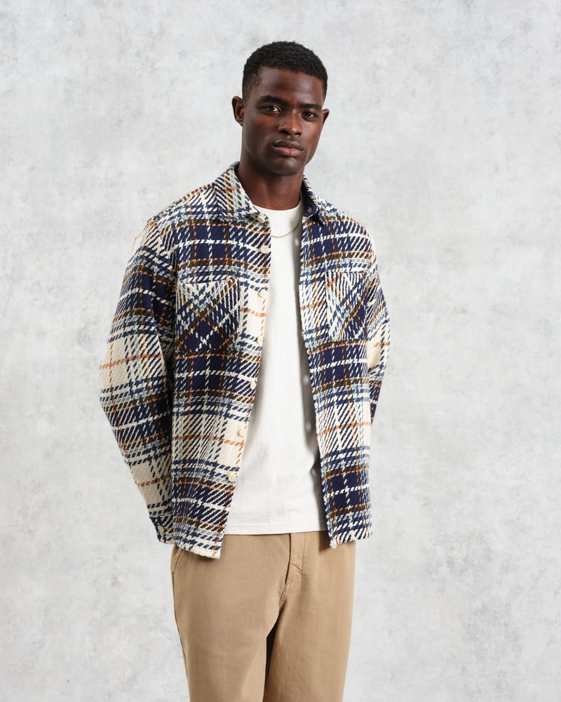 wax london Whiting - Navy Charlton Check Overshirt