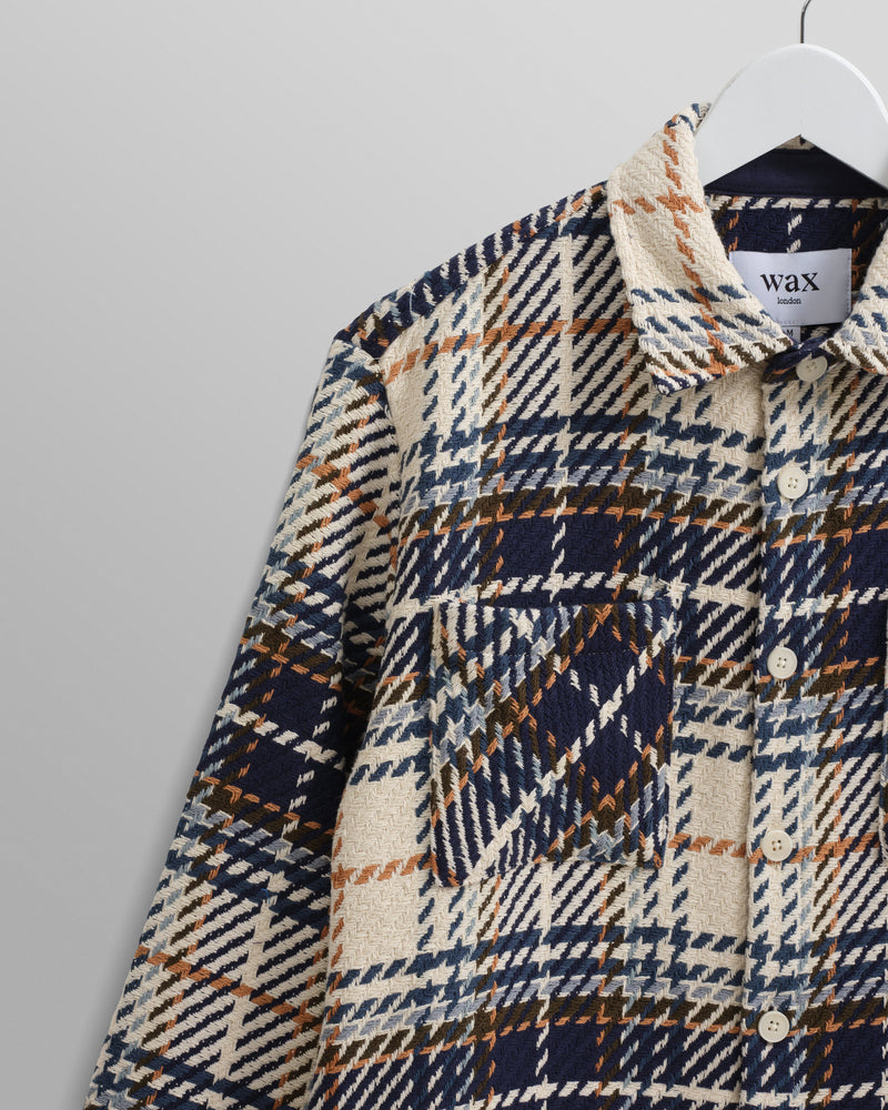 wax london Whiting - Navy Charlton Check Overshirt