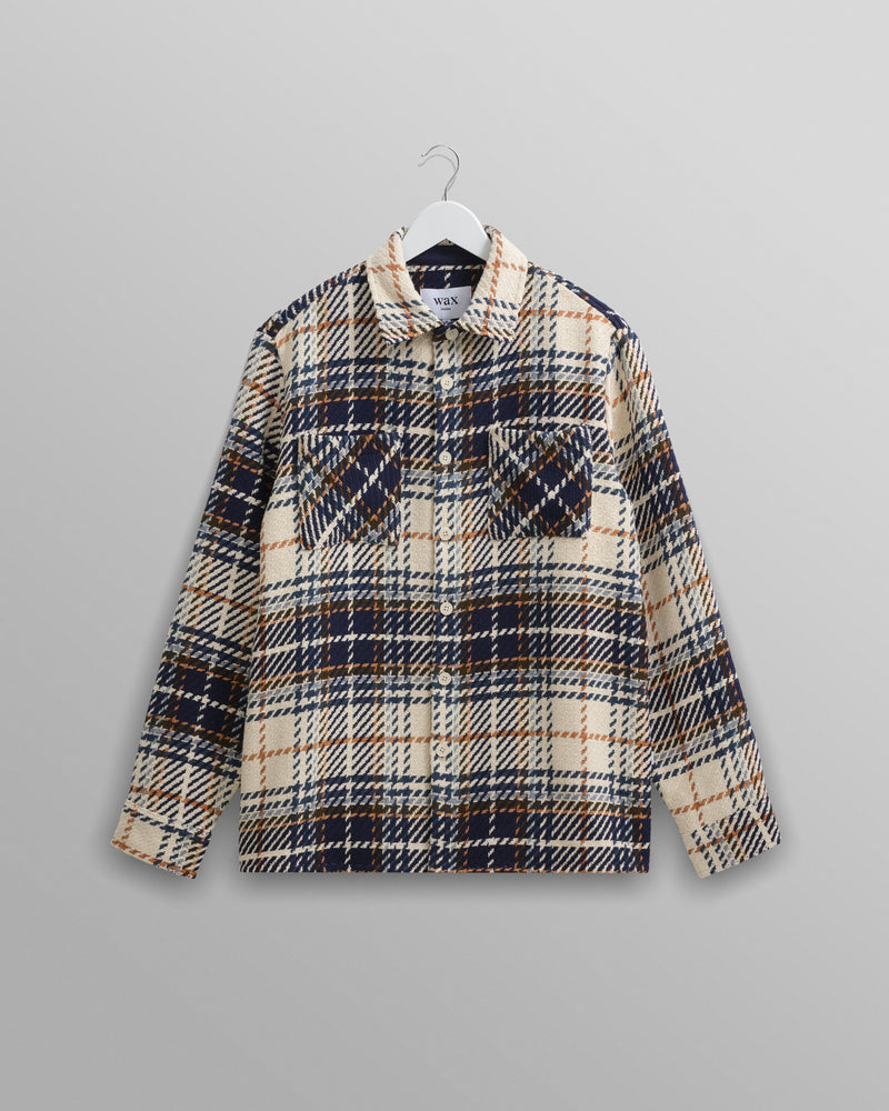 wax london Whiting - Navy Charlton Check Overshirt