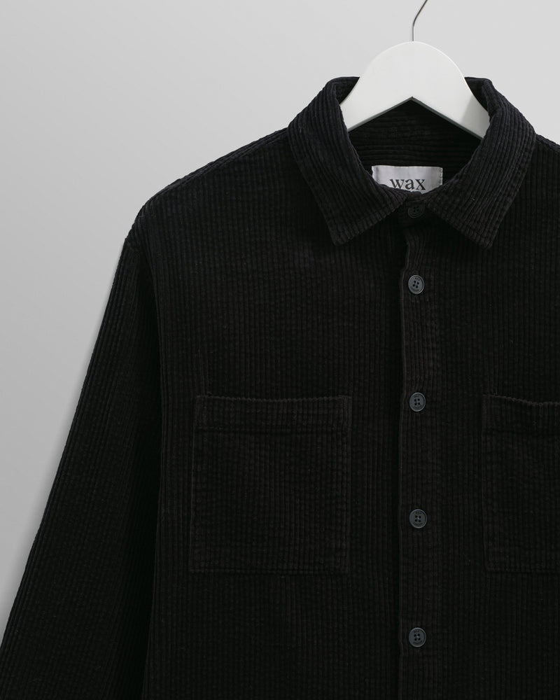 wax london Whiting - Navy Jumbo Corduroy Overshirt