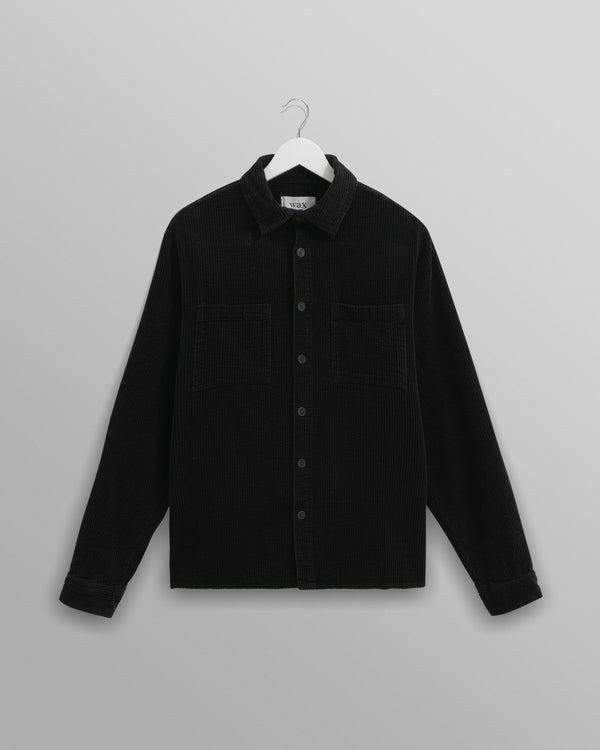 wax london men's Whiting - Navy Jumbo Corduroy Overshirt