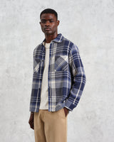 wax london Whiting - Navy Spear Check Overshirt