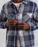 wax london Whiting - Navy Spear Check Overshirt