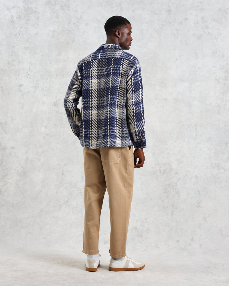 wax london Whiting - Navy Spear Check Overshirt