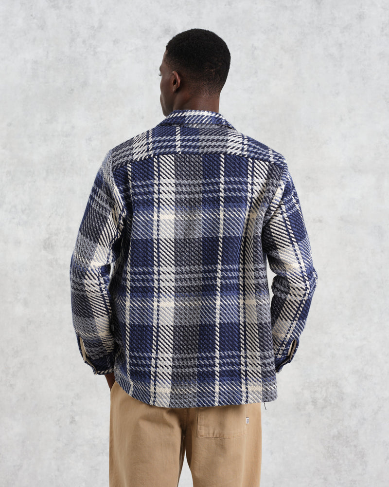 wax london Whiting - Navy Spear Check Overshirt