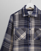 wax london Whiting - Navy Spear Check Overshirt