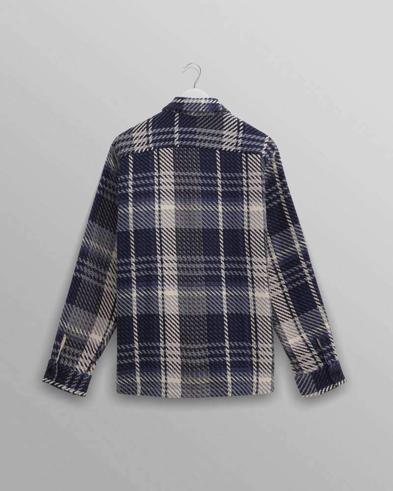 wax london Whiting - Navy Spear Check Overshirt