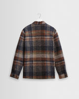 wax london men's Whiting - Oatmeal And Multicolour Check Wool Blend Overshirt