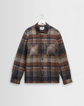 Whiting - Oatmeal And Multicolour Check Wool Blend Overshirt