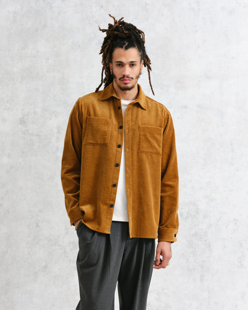 wax london Whiting - Ochre Jumbo Corduroy Overshirt