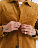 wax london Whiting - Ochre Jumbo Corduroy Overshirt