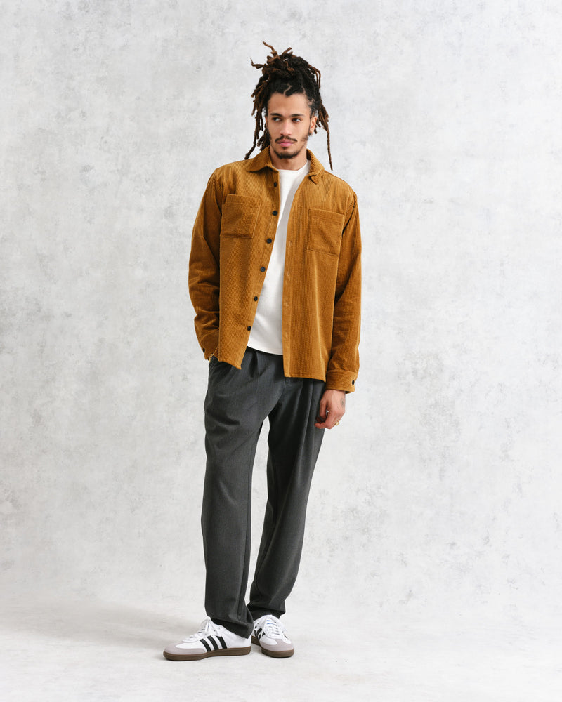 wax london Whiting - Ochre Jumbo Corduroy Overshirt