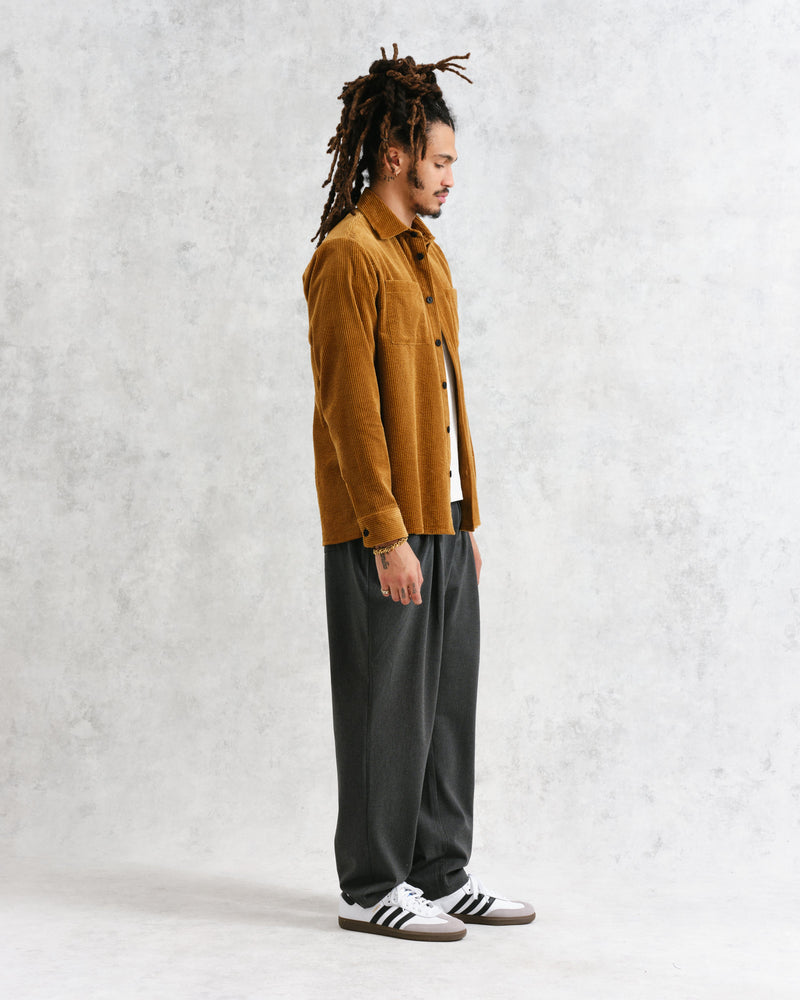 wax london Whiting - Ochre Jumbo Corduroy Overshirt