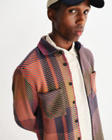 wax london men's Whiting - Orange And Multicolour Tempo Check Overshirt