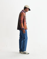 wax london men's Whiting - Orange And Multicolour Tempo Check Overshirt