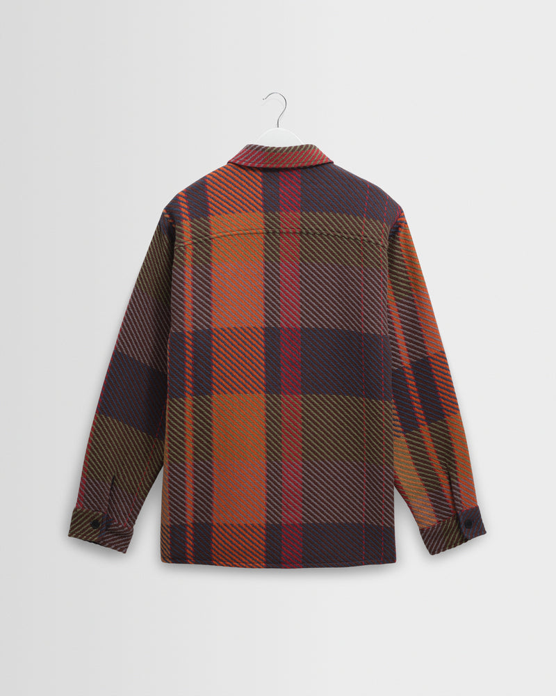 Men's Orange And Multicolour Check Overshirt | Wax London