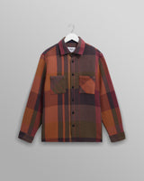 wax london men's Whiting - Orange And Multicolour Tempo Check Overshirt