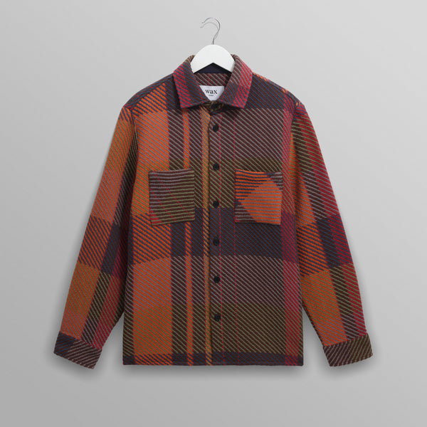 Men's Orange And Multicolour Check Overshirt | Wax London