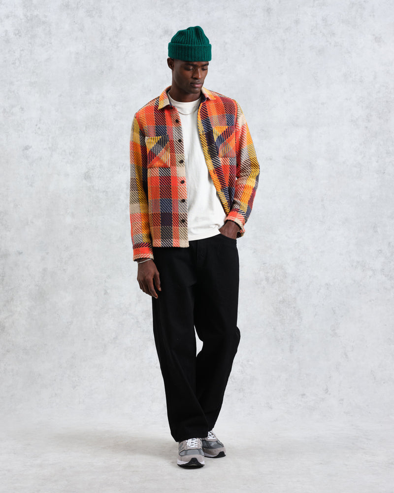 wax london Whiting - Orange Pike Check Overshirt