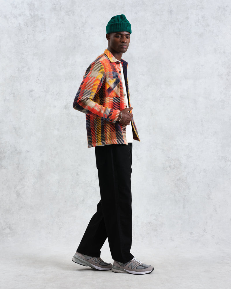 wax london Whiting - Orange Pike Check Overshirt