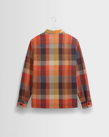wax london men's Whiting - Orange Pike Check Overshirt