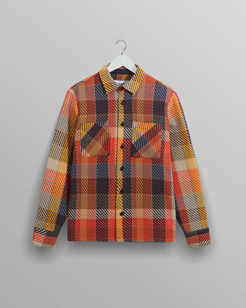 wax london Whiting - Orange Pike Check Overshirt