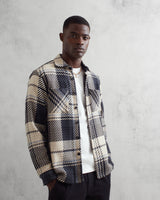 wax london Whiting Overshirt Black/Ecru Spear Check