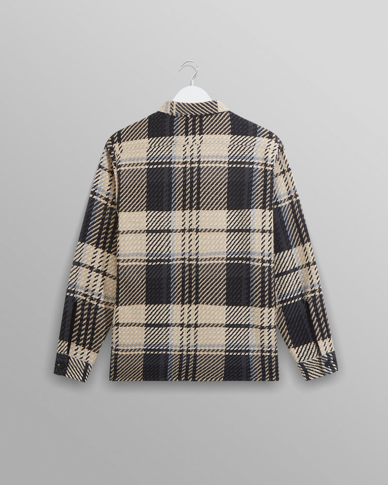 wax london Whiting Overshirt Black/Ecru Spear Check