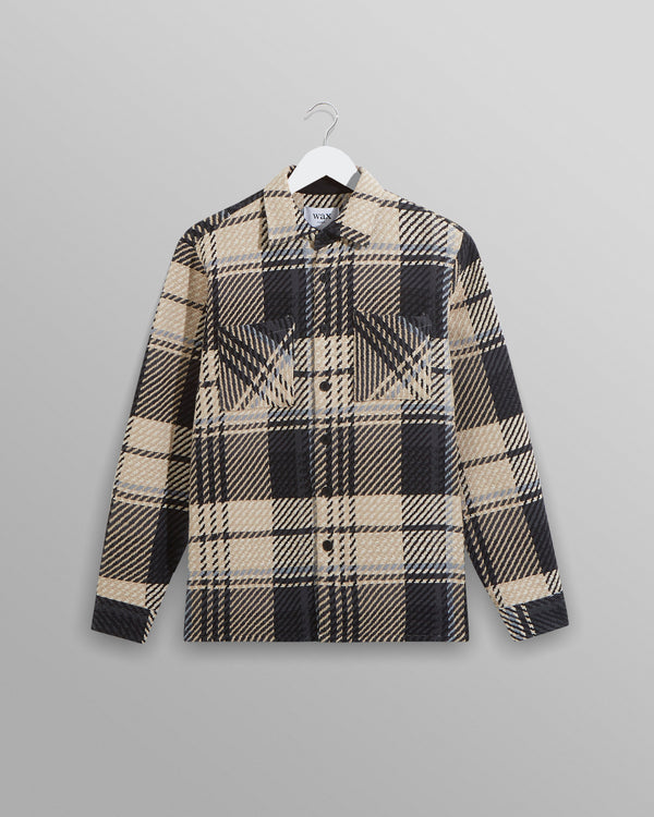 wax london Whiting Overshirt Black/Ecru Spear Check