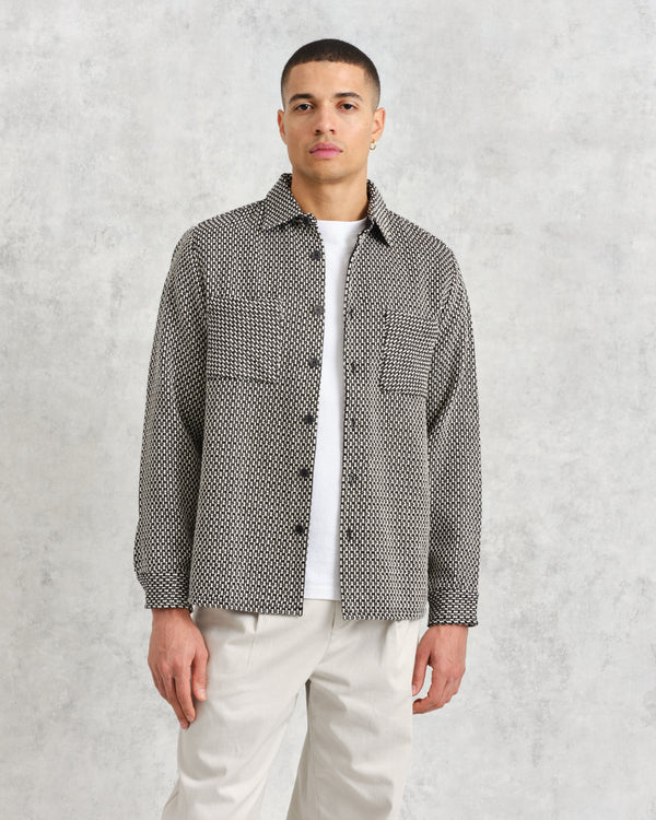 wax london Whiting Overshirt Black/Ecru Stepney