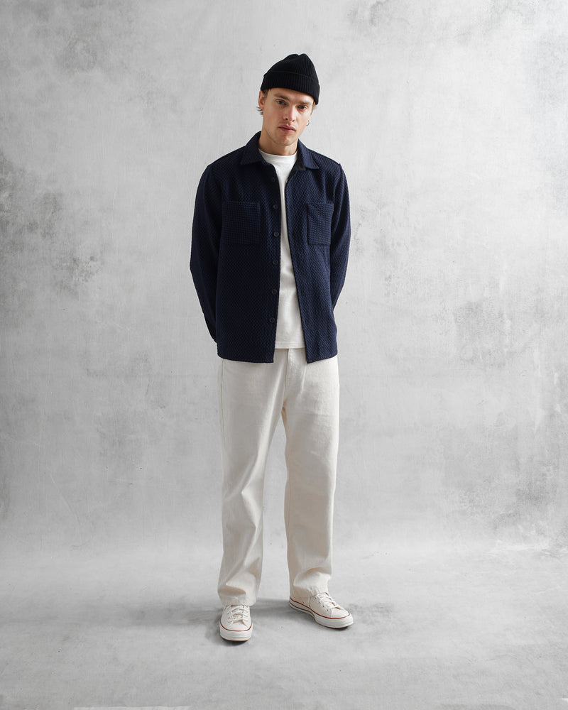 wax london Whiting Overshirt Black/Navy Stepney